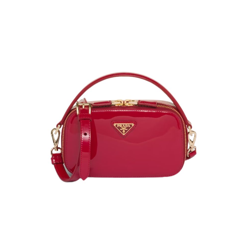 Prada Odette Patent Leather Mini-Bag Cherry Red For Women 1BH206_069_F0E06_V_OVM – 6.8 Inches / 17.5 Cm