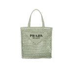 Raffia Tote Bag Green For Women- 1BG393_2A2T_F0934_V_OOO