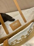 Prada Raffia Tote Bag Beige For Women 9.1in/23cm