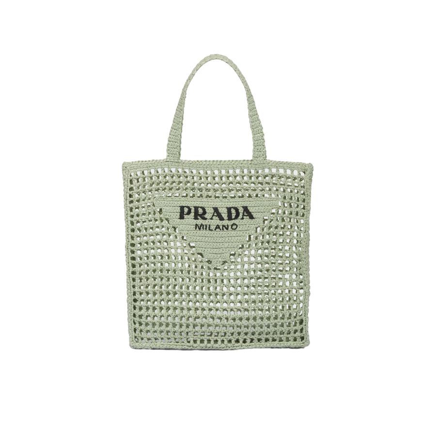 Raffia Tote Bag Green For Women- 1BG393_2A2T_F0934_V_OOO