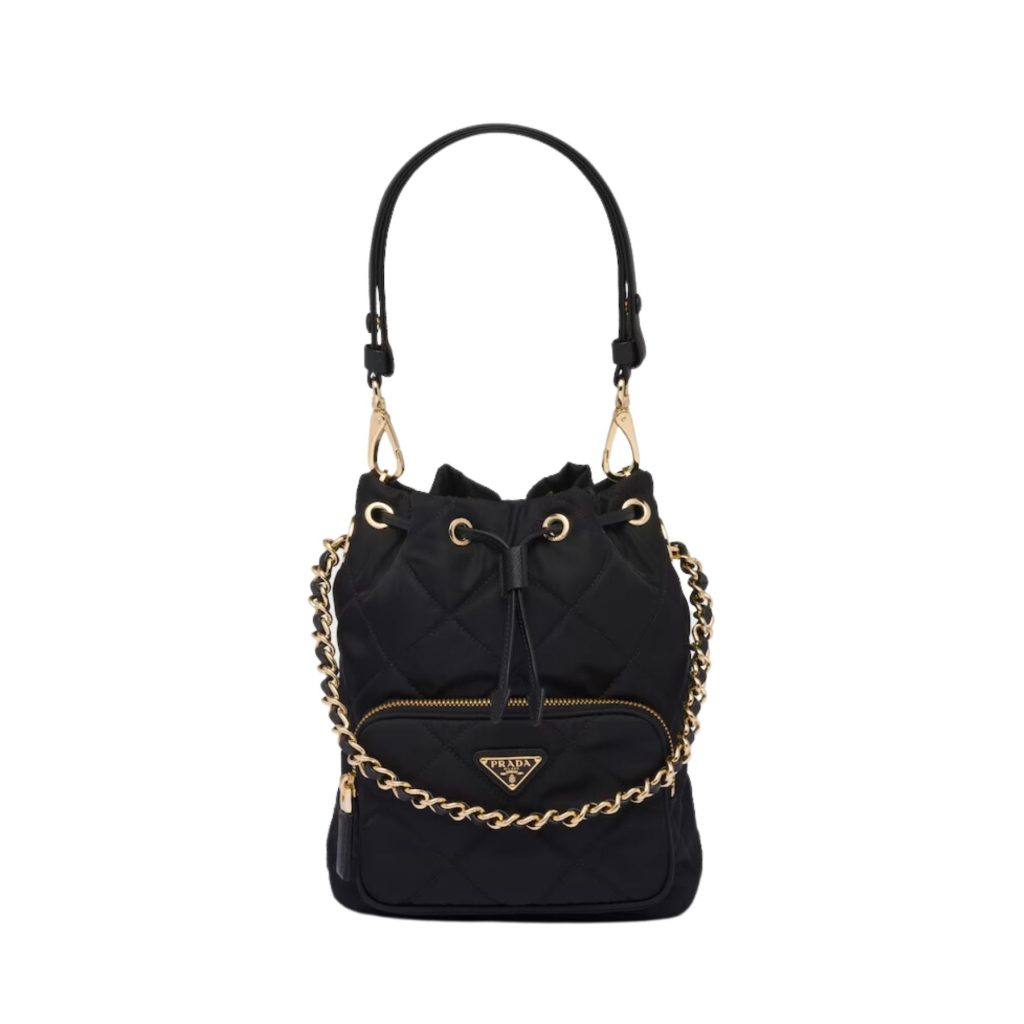 Prada Re-Edition 1995 Chaîne Re-Nylon Shoulder Black Bag For Women 1BH038_2AOS_F0002_V_TOO- 22.5 Cm/ 8.8 Inches