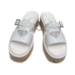 Prada Rubber Wedge Platform Slippers White For Women