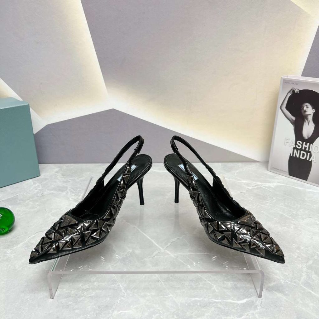 Prada Slingback Spike Pumps Black For Women