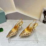 Prada Slingback Spike Pumps Gold For Women