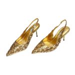 Prada Slingback Spike Pumps Gold For Women