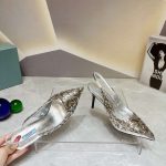 Prada Slingback Spike Pumps Silver For Women