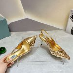 Prada Slingback Spike Pumps Gold For Women