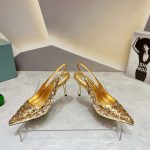 Prada Slingback Spike Pumps Gold For Women