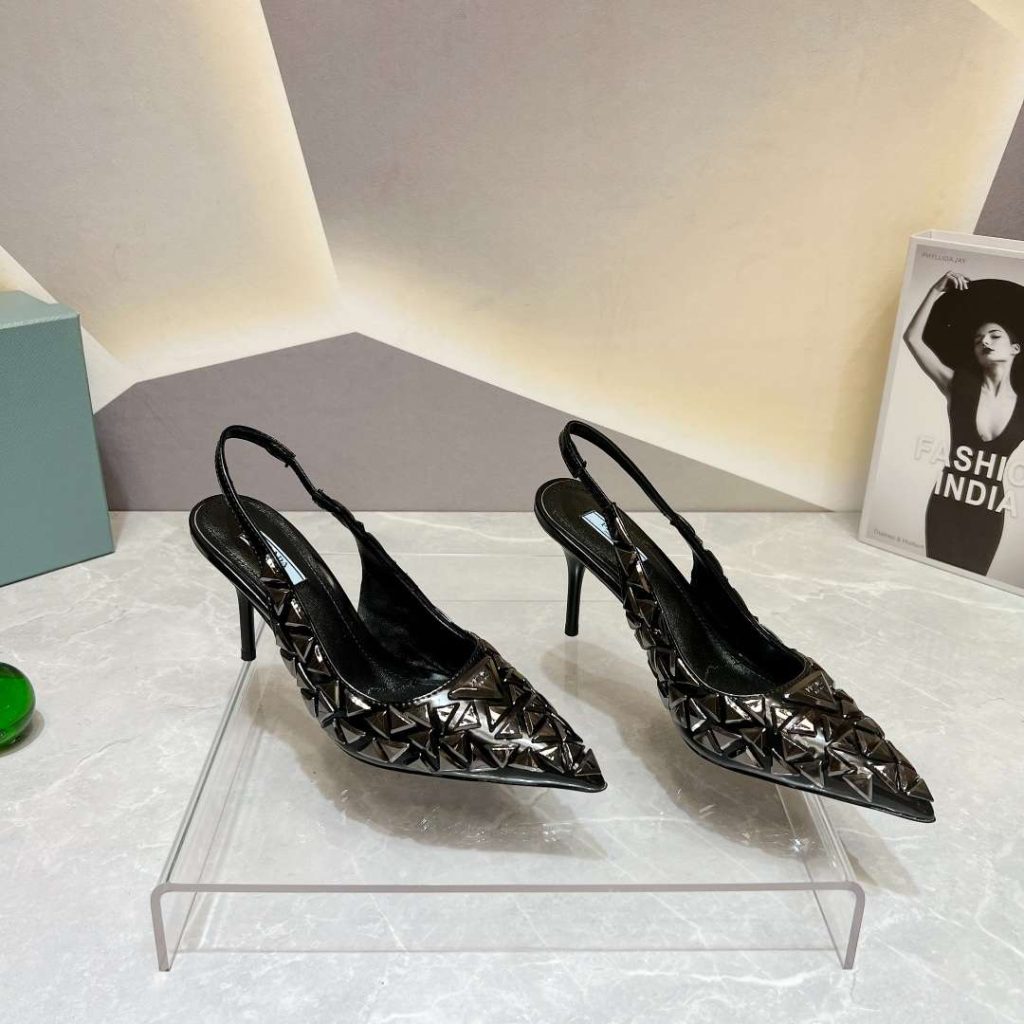 Prada Slingback Spike Pumps Black For Women