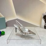 Prada Slingback Spike Pumps Silver For Women