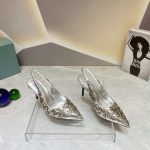 Prada Slingback Spike Pumps Silver For Women