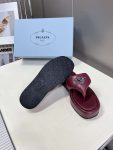 Prada Soft Padded Nappa Wedge Sandals Burgundy For Women