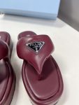 Prada Soft Padded Nappa Wedge Sandals Burgundy For Women