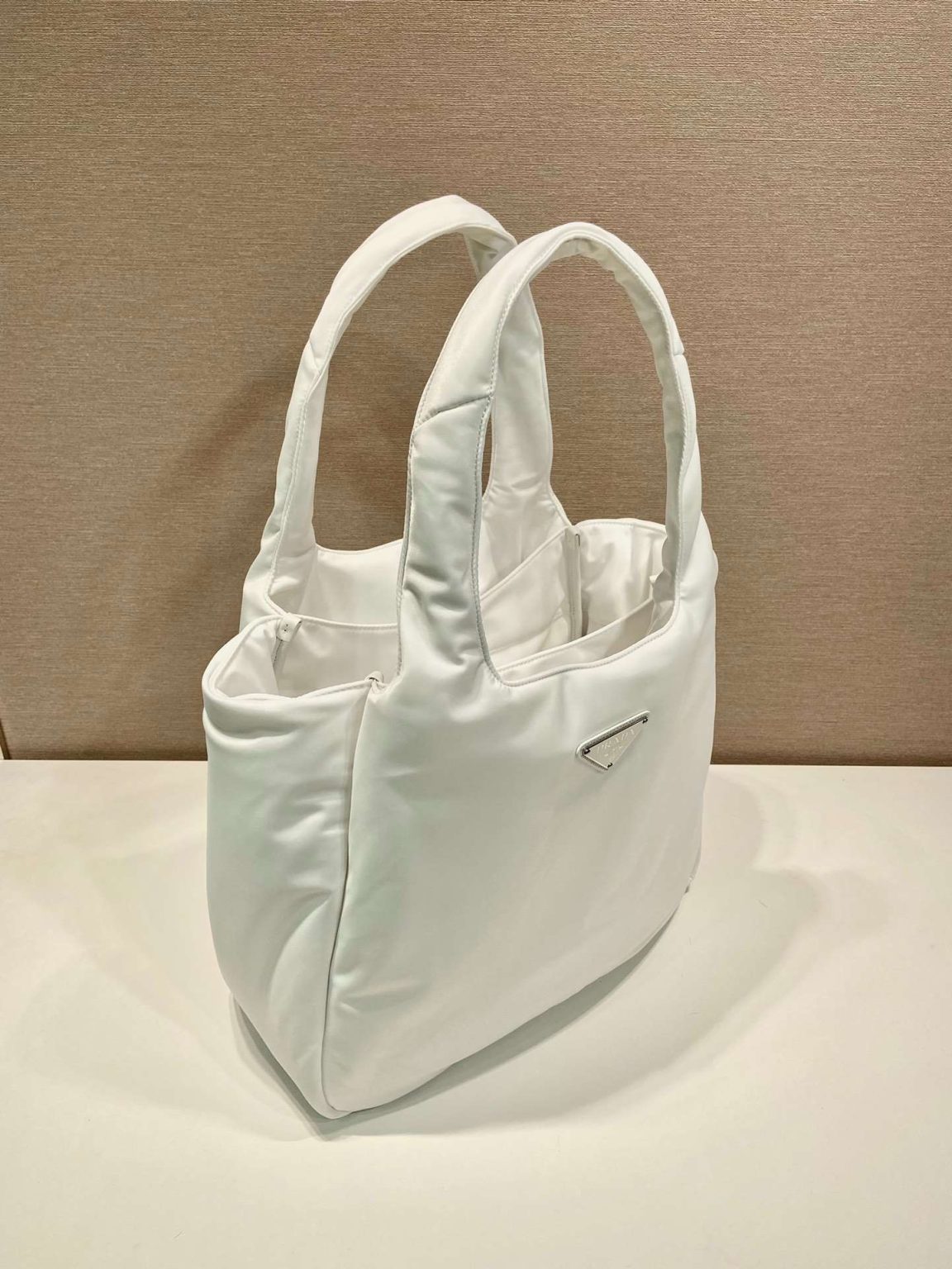 Prada Soft Padded Re-Nylon Bag White/Pink For Women 15in/38cm