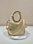 Prada Soft Padded Re-Nylon Mini-Bag White/Pink/Beige For Women 7.1in/18cm 1BA359_RCCJ_F0009_V_OVM