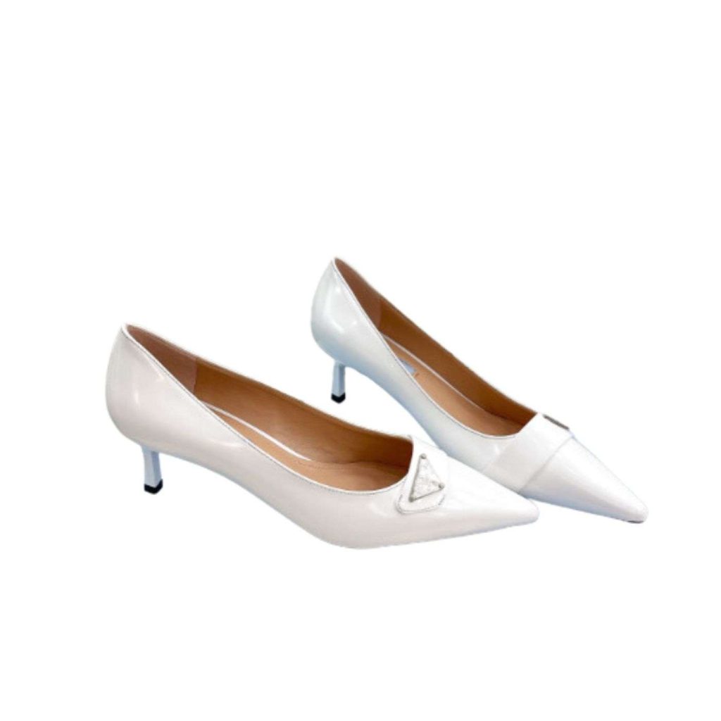 Prada Soft Pointed Heel Pumps White For Women