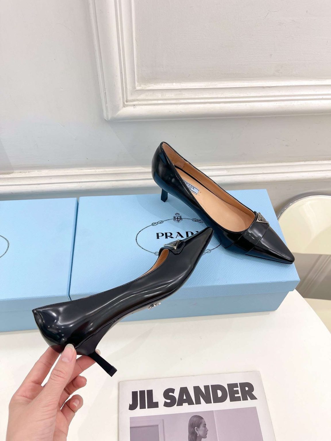 Prada Soft Pointed Heel Pumps Black For Women