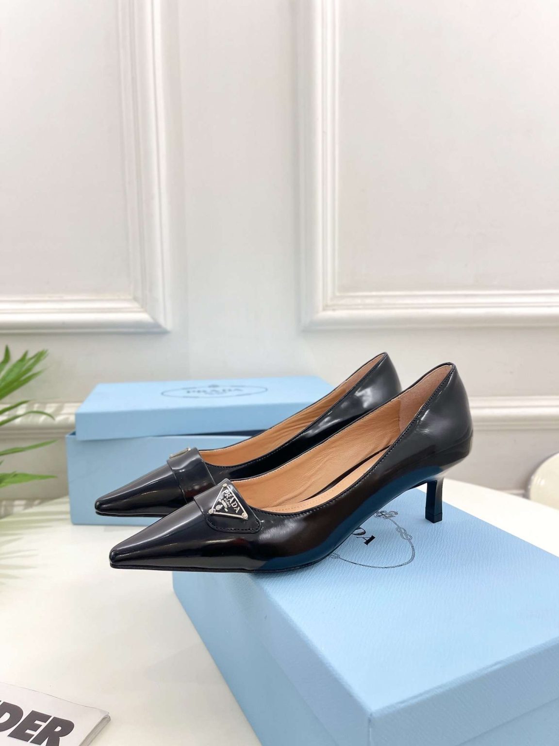 Prada Soft Pointed Heel Pumps Black For Women