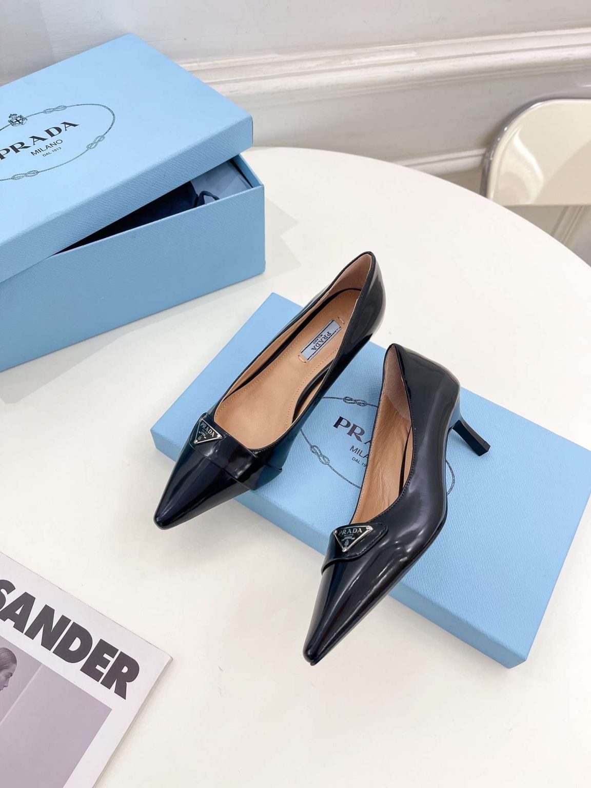 Prada Soft Pointed Heel Pumps Black For Women