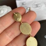 Printed Many Details Earrings Gold Tone For Women