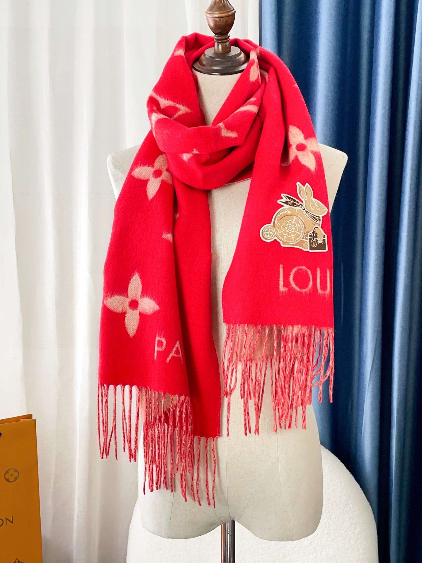 Louis Vuitton Precious Rabbit LV Essential Scarf Red For Women