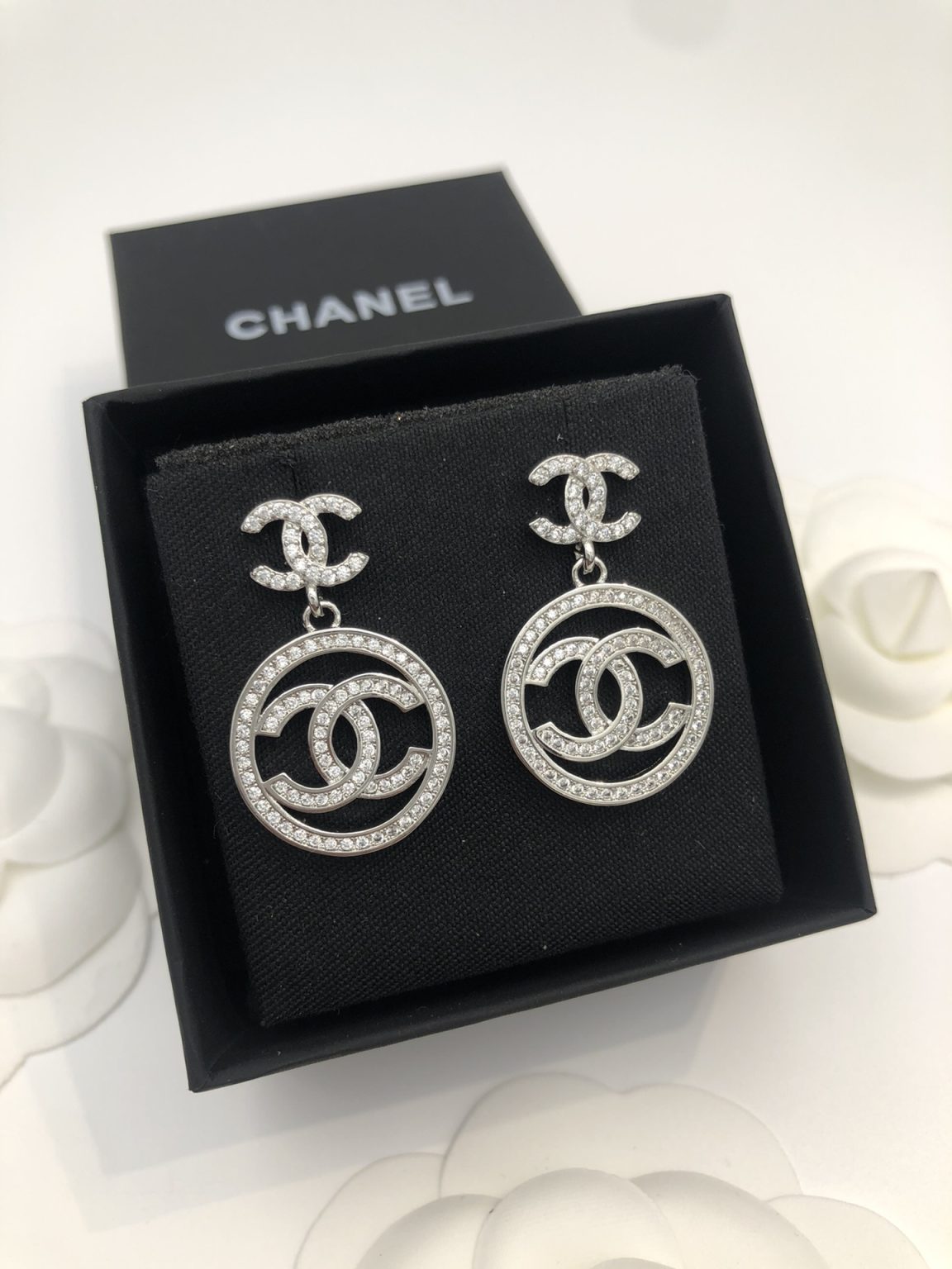 Round Double C Earrings Silver For Women