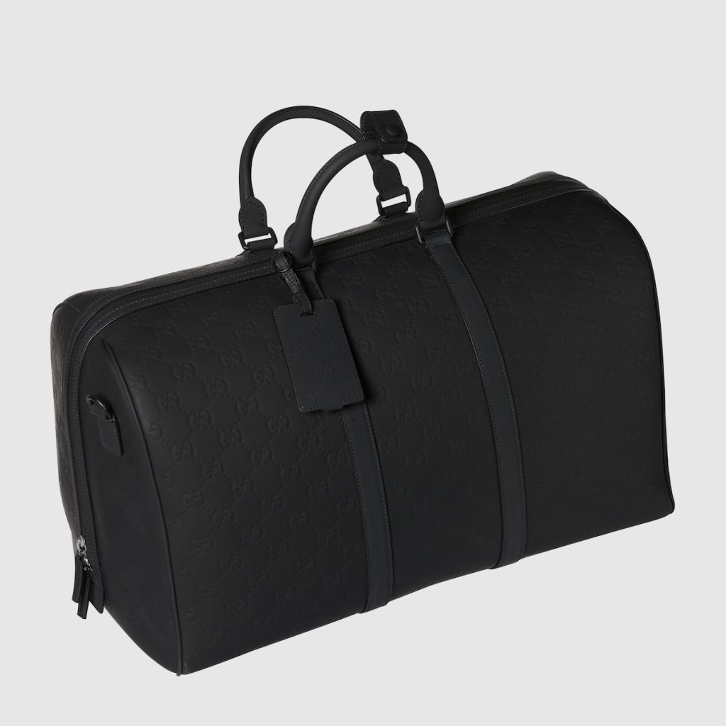 Gucci Rubber-Effect Large Duffle Bag Black For Men 20.5 In/ 52 Cm 771237 AAC4D 1000