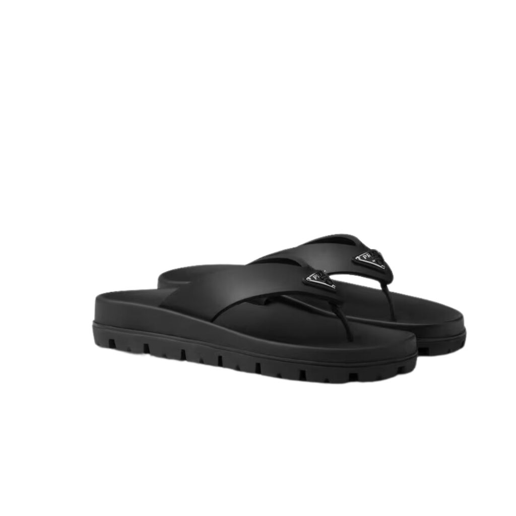 Prada Rubber Thong Sandals Black For Women 1Y420N_3LKK_F0002_F_020