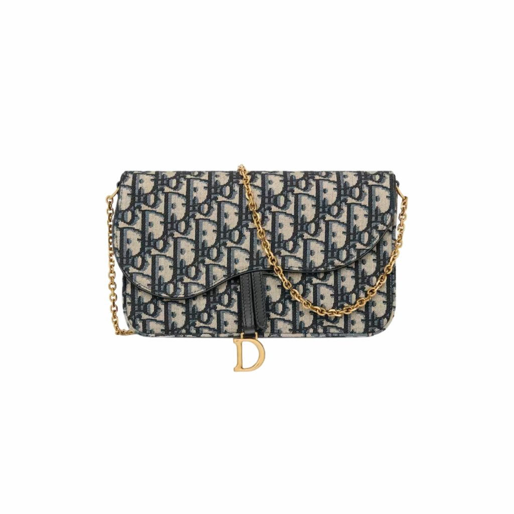 Christian Dior Saddle Pouch With Chain Blue Bag For Women S5907CTZQ_M928- 8.5 Inches/ 21.5 Cm