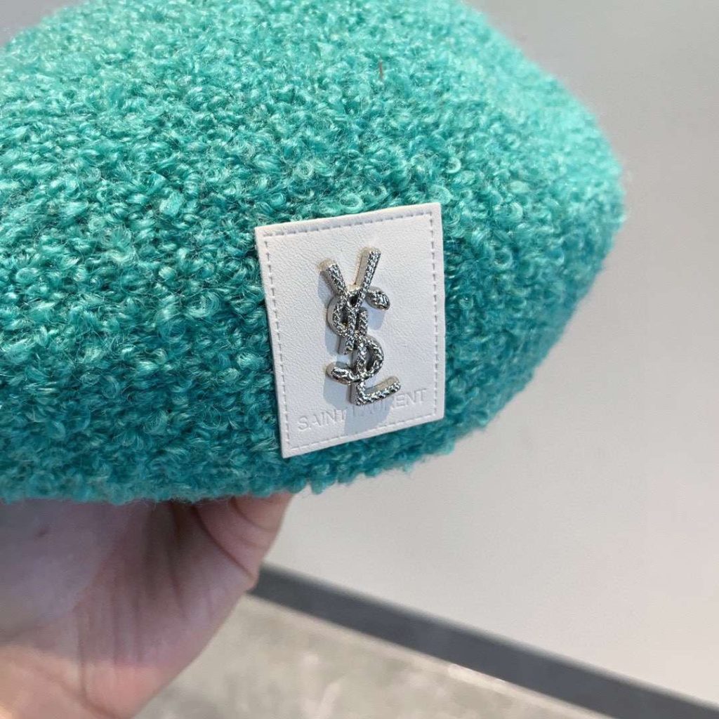 Saint Laurent Berets Hat Winter Jade Green For Women