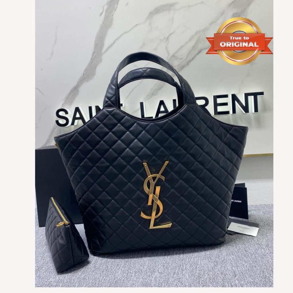 [True-to-ORIGINAL] Saint Laurent Icare Maxi Shopping Bag Black For Women 16.9in/43cm 698651AAANG1000