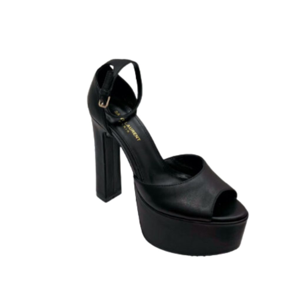 Saint Laurent Jodie Platform Sandals In Smooth Black For Women 716402GVOAB1000