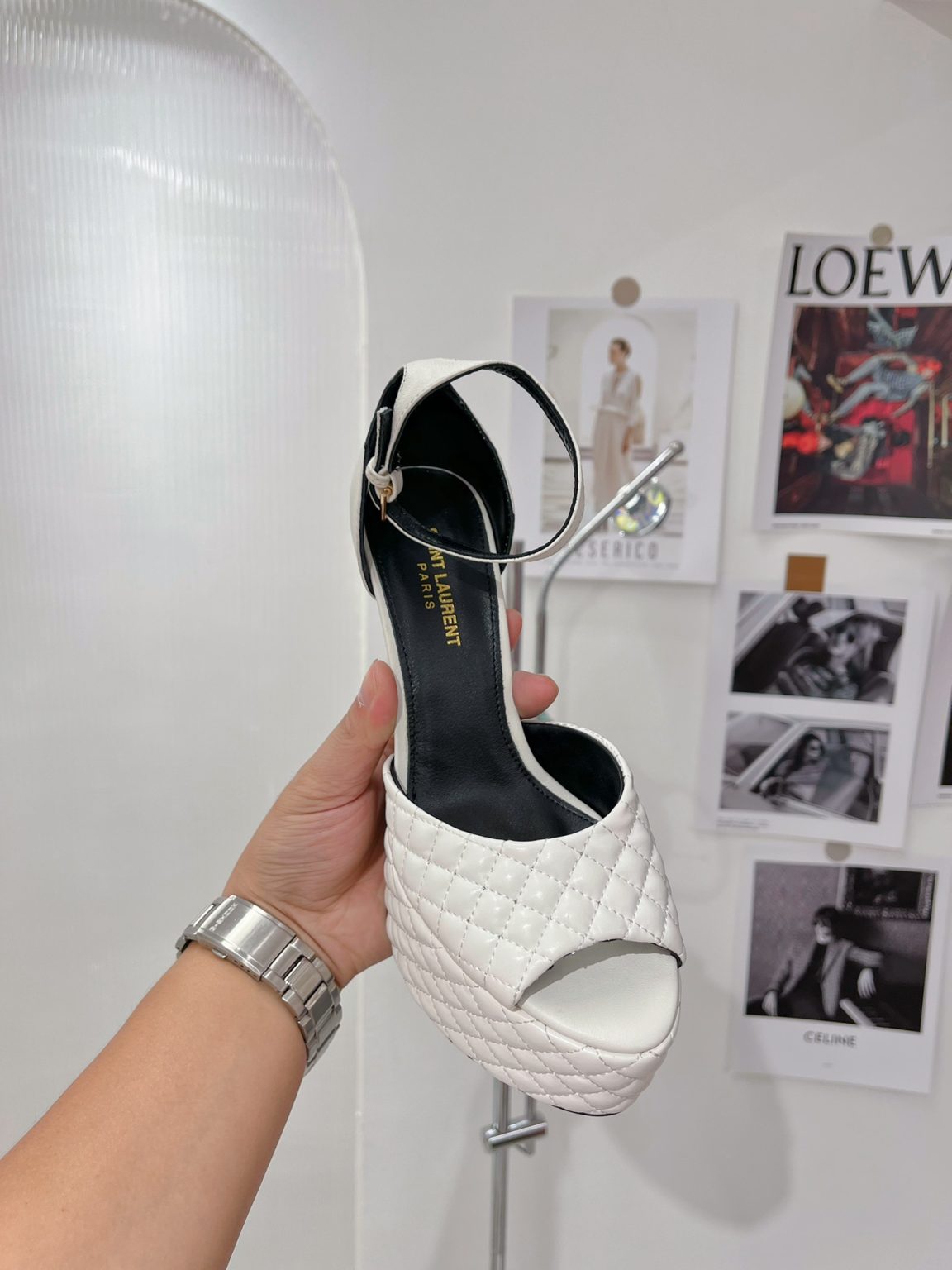 Saint Laurent Jodie Platform Sandals In Smooth White For Women