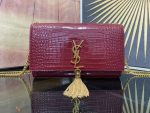 Saint Laurent Kate Small Chain Bag With Tassel In Embossed Burgundy For Women 9.4in/24cm YSL