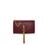 Saint Laurent Kate Small Chain Bag With Tassel In Embossed Burgundy For Women 9.4in/24cm YSL