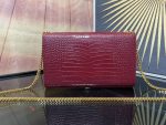 Saint Laurent Kate Small Chain Bag With Tassel In Embossed Burgundy For Women 9.4in/24cm YSL