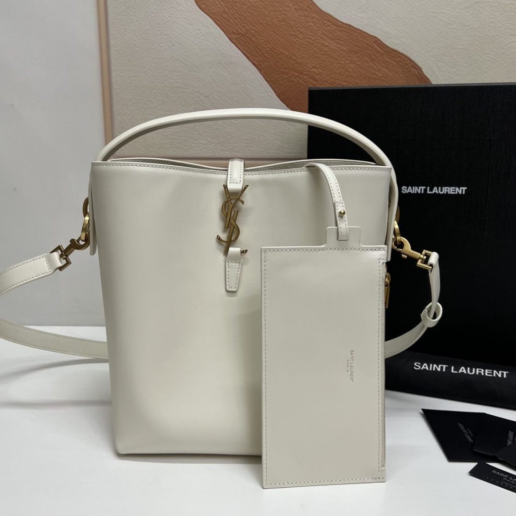 Saint Laurent Le 37 In Shiny White/Brown For Women 25cm / 9.8in