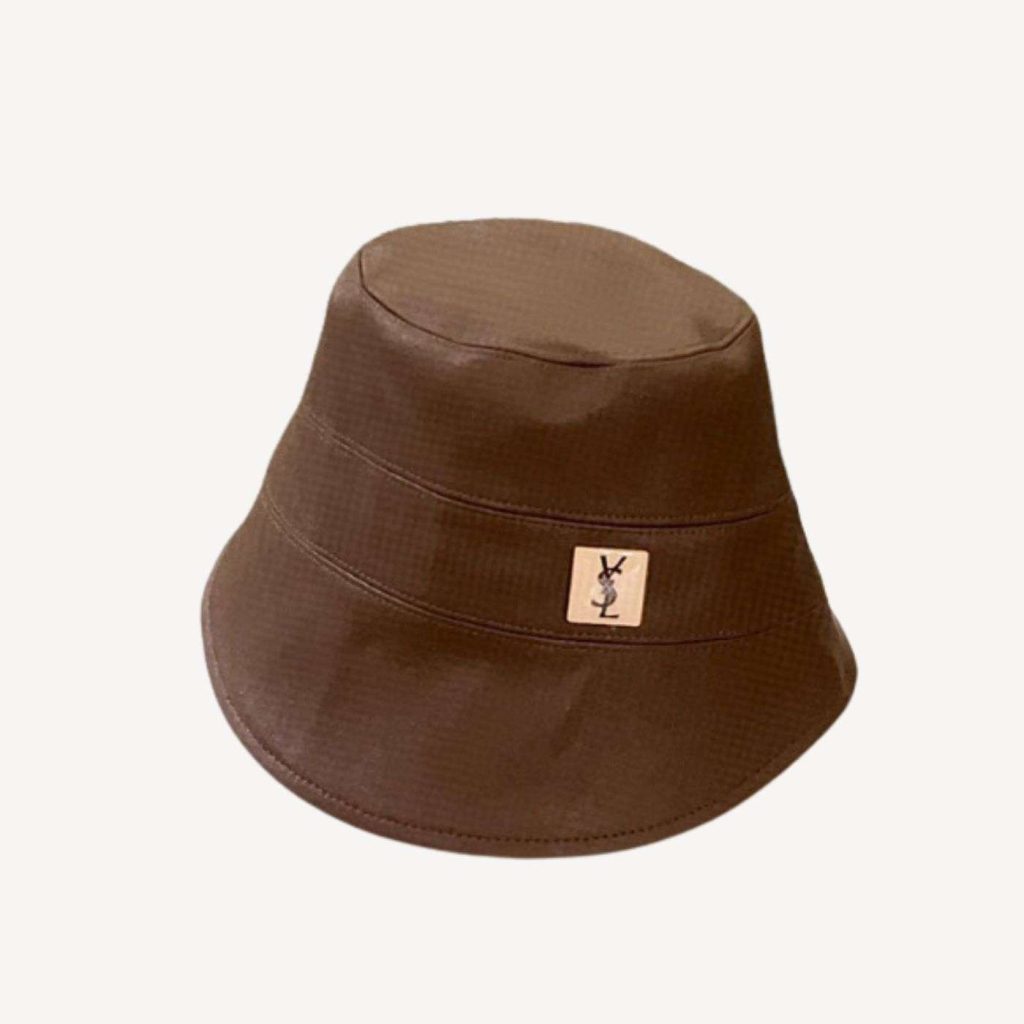 Saint Laurent Logo Strap Bucket Hat Brown For Women