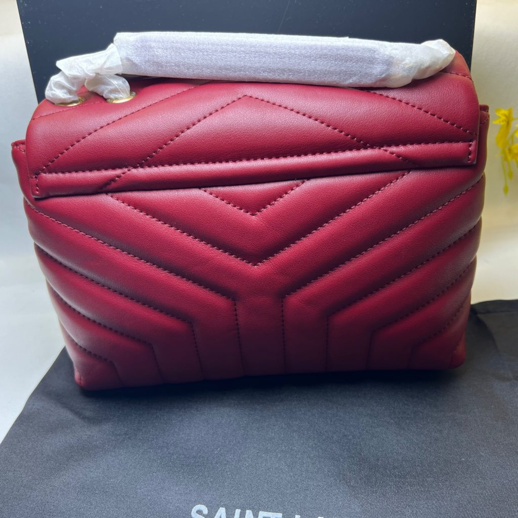 Saint Laurent Loulou Small Chain Bag In Matelassé “Y” Burgundy For Women 9.8in/23cm YSL 494699DV7276475