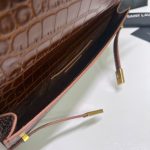 Saint Laurent Manhattan Clutch In Crocodile-Embossed Brown/Black For Women 31cm / 14in 695949AAAOH2591