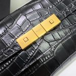 Saint Laurent Manhattan Clutch In Crocodile-Embossed Brown/Black For Women 31cm / 14in 695949AAAOH2591