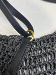 Saint Laurent Oxalis Bag In Raffia Macramé Black For Women 15.7 Inches/ 40 Cm 781289GAAEA1000