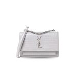 Saint Laurent Sunset Chain Bag White With Silver Hardware For Women 7.4in/19cm YSL 533026DND1N9207