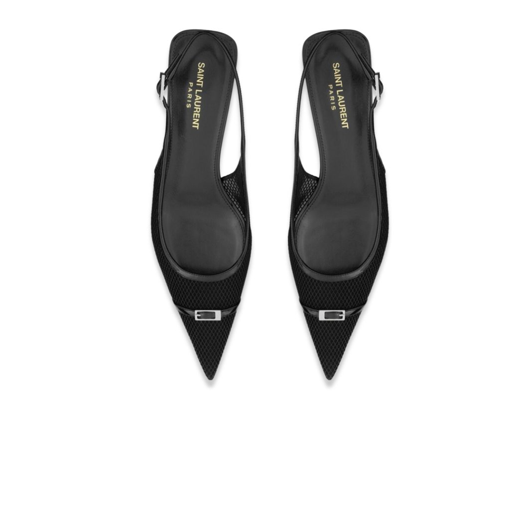 Saint Laurent Slingback Mesh Pumps Black For Women 763171AACSW1000