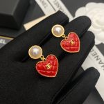 Senorita Red Heart Earrings Gold Tone For Women