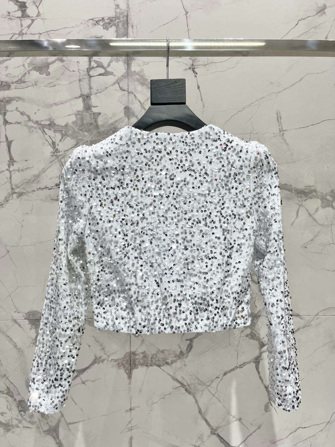 Saint Laurent Sequin Embroidered Top White For Women