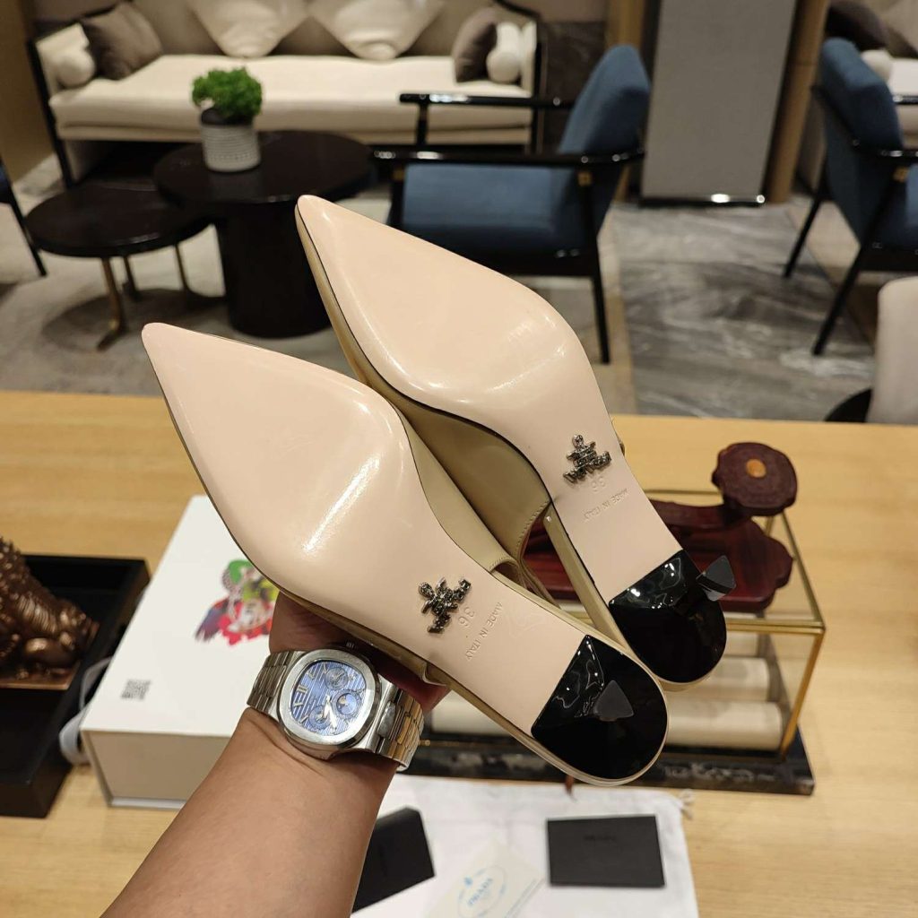 Prada Slingback Spike Pumps Brown For Women