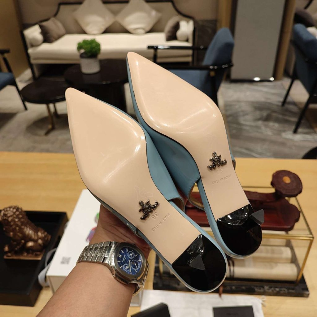 Prada Slingback Spike Pumps Blue For Women