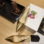 Prada Slingback Spike Pumps Gold For Women