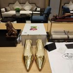 Prada Slingback Spike Pumps Gold For Women